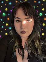 Person with colorful star background