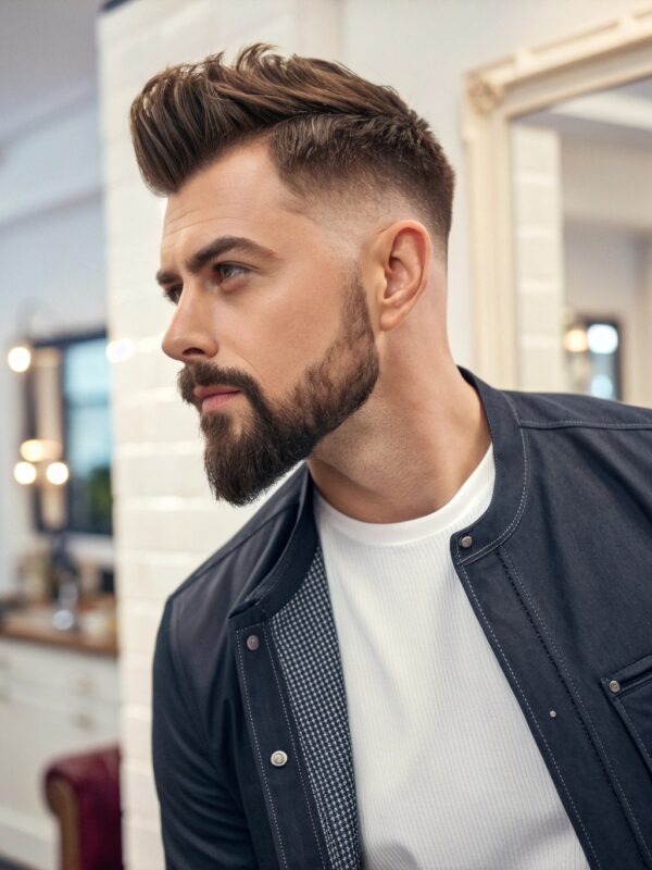 Stylish man with modern hairstyle.